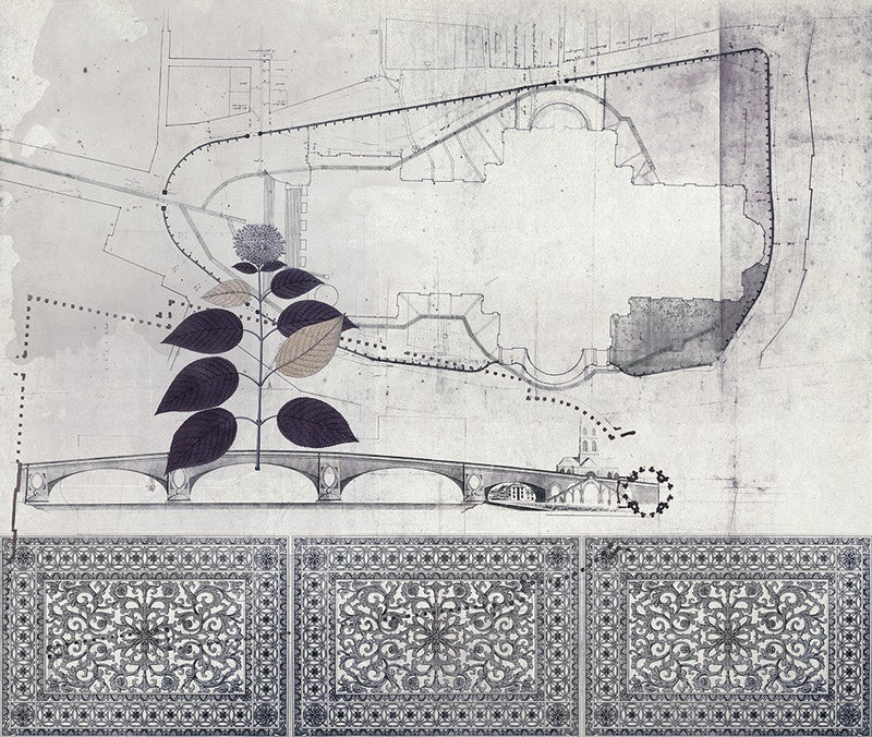JO1008-3 Bridge Gris Journeys I Mural by Tres Tintas