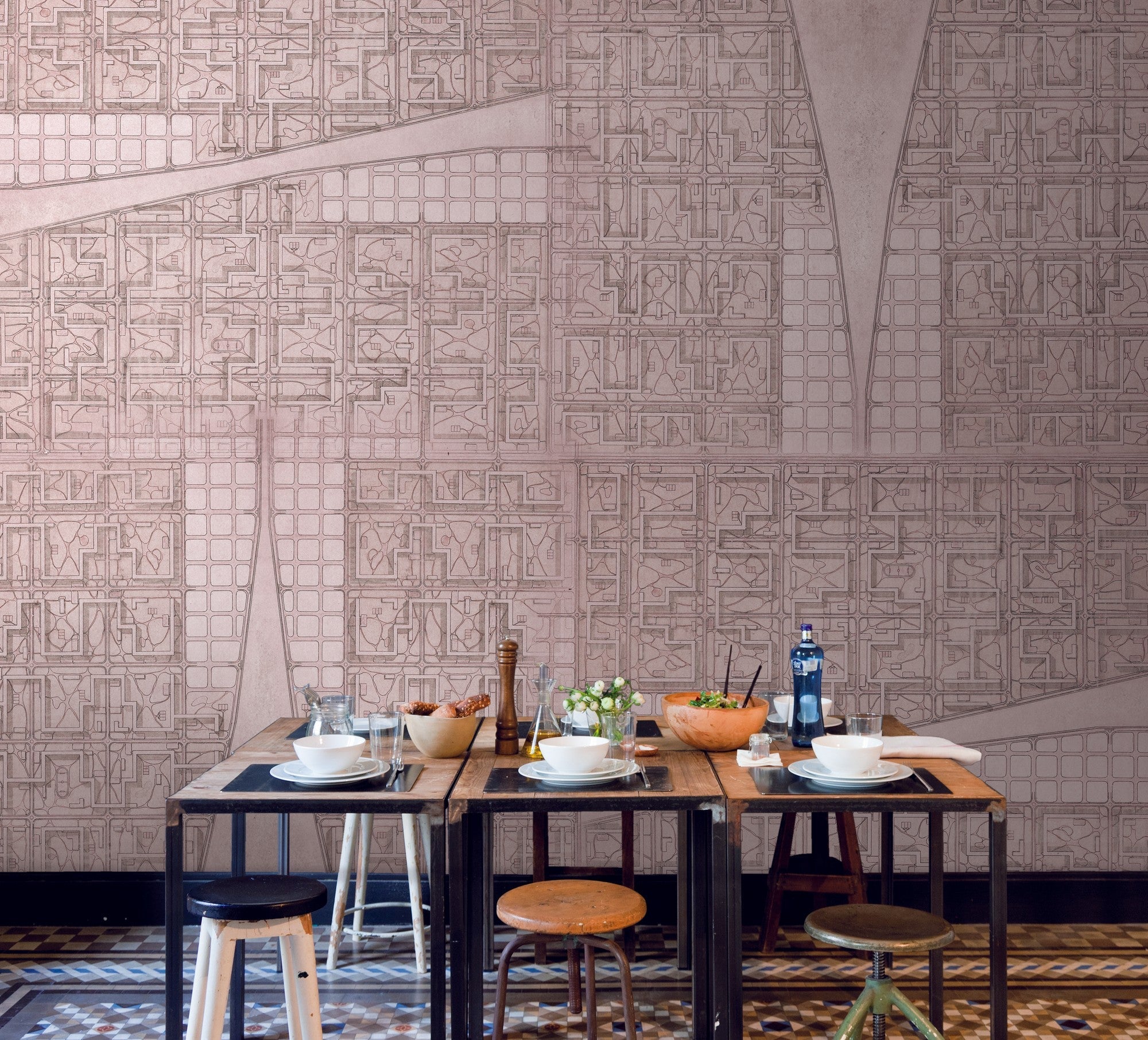 JO1010-2 City Rosa Journeys I Mural by Tres Tintas