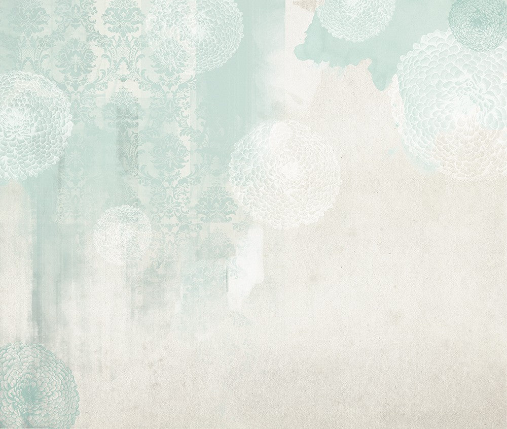 JO1017-1 Hidrangea Turquesa Journeys I Mural by Tres Tintas