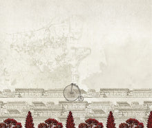 JO1028-1 Bicycle Rojo Journeys I Mural by Tres Tintas