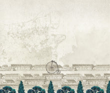JO1028-2 Bicycle Azul/verd Journeys I Mural by Tres Tintas