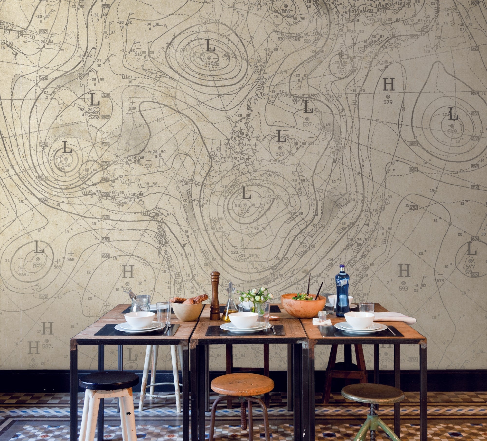 JO1032-3 Isobar Dark Lines Journeys I Mural by Tres Tintas
