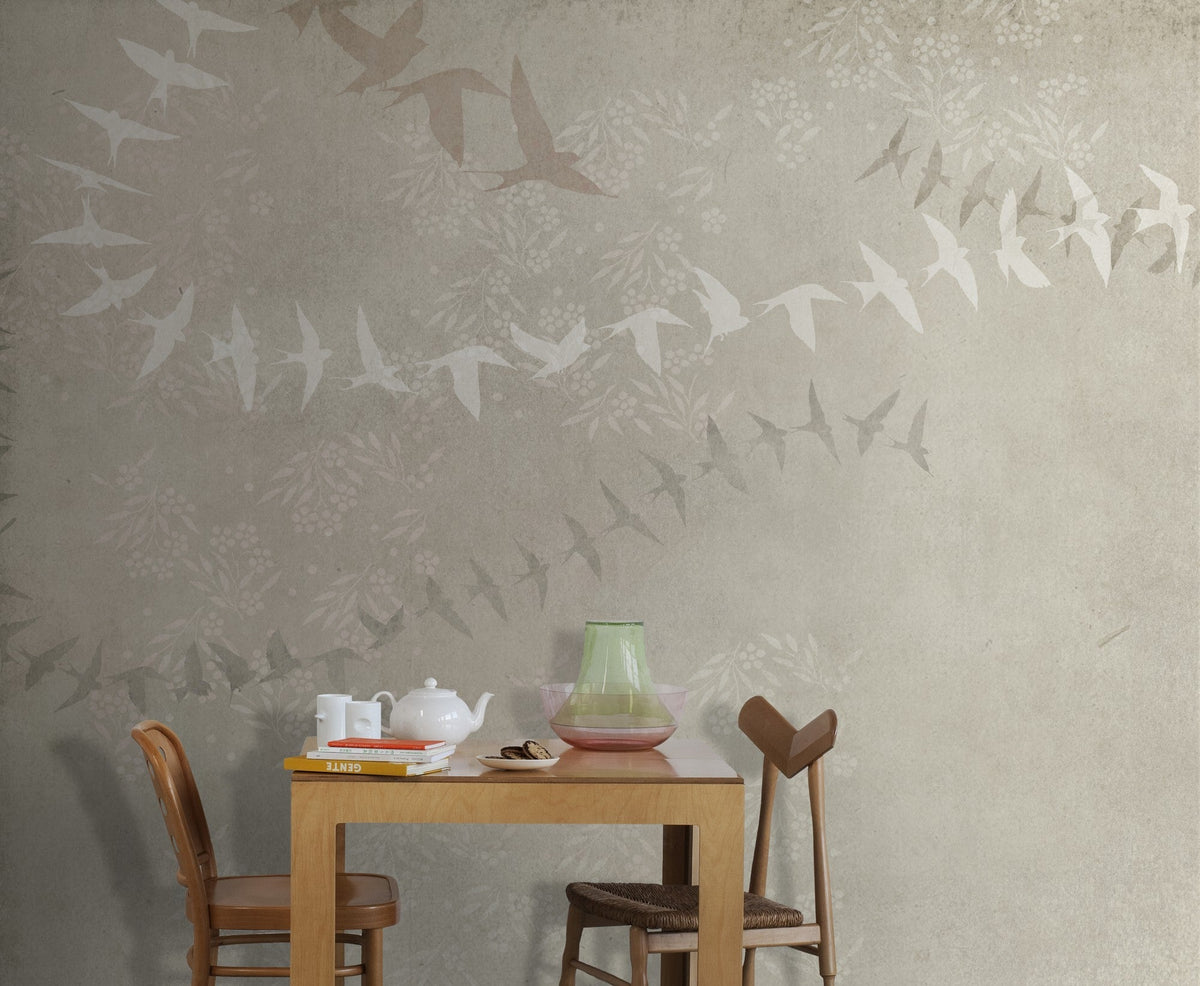 JO1034-1 Birds Ocre Journeys I Mural by Tres Tintas