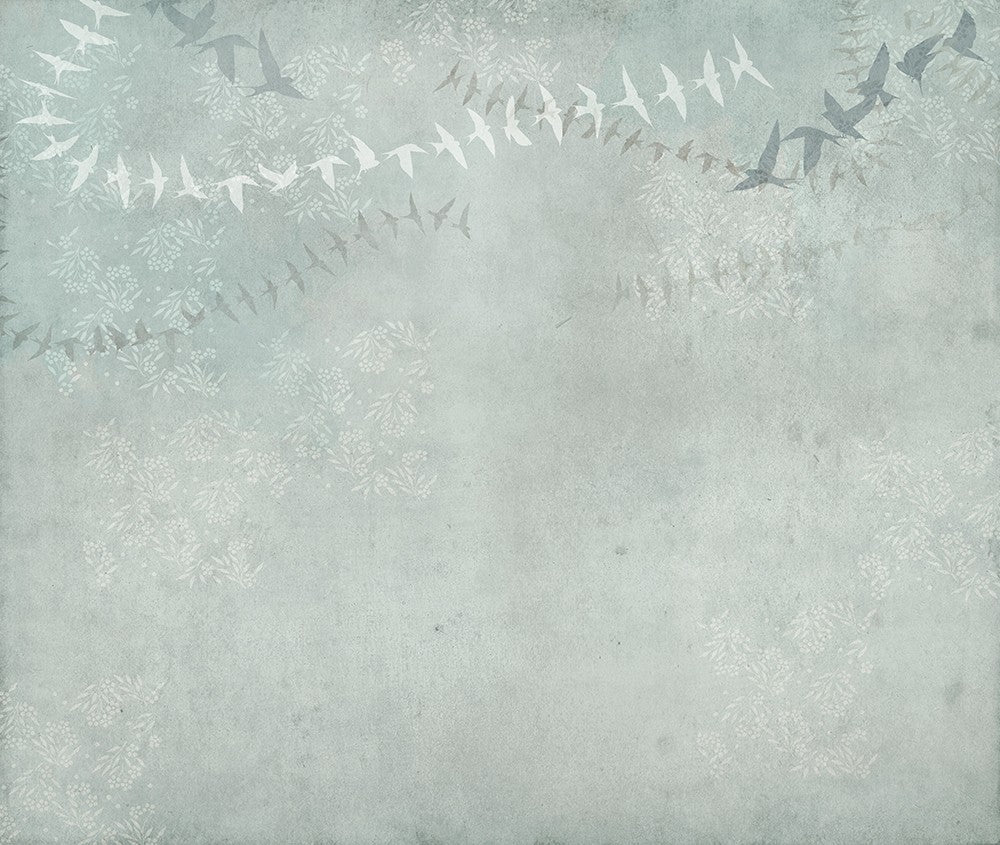 JO1034-3 Birds Gris Journeys I Mural by Tres Tintas