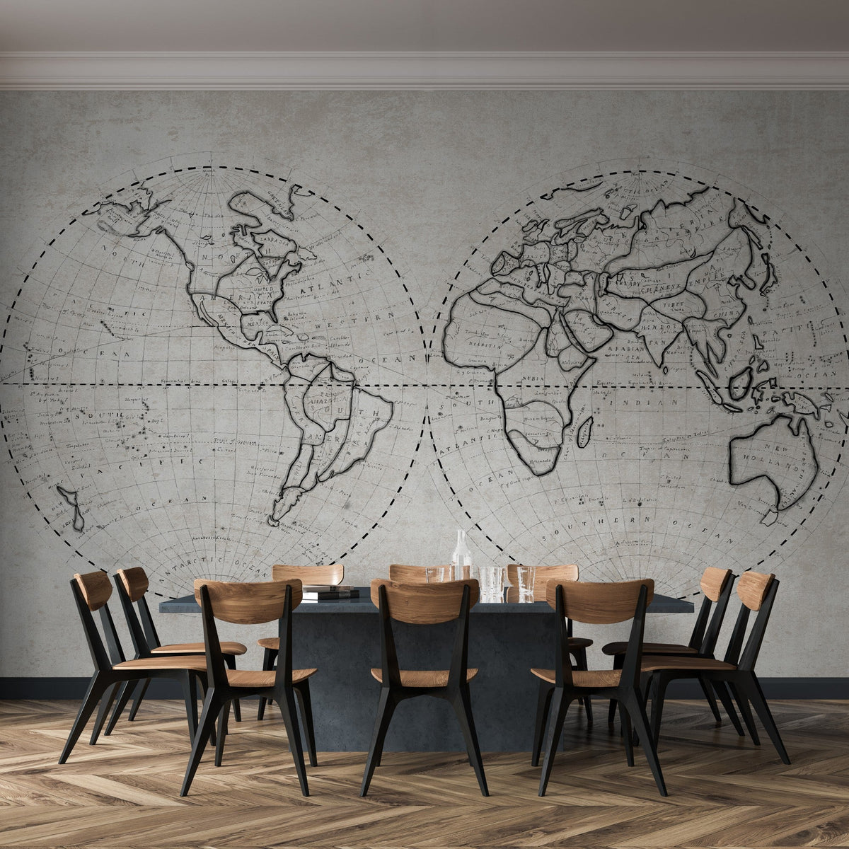 JO2714-2 Globe White Journeys II Mural by Tres Tintas