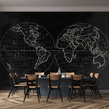 JO2714-3 Globe Black Journeys II Mural by Tres Tintas