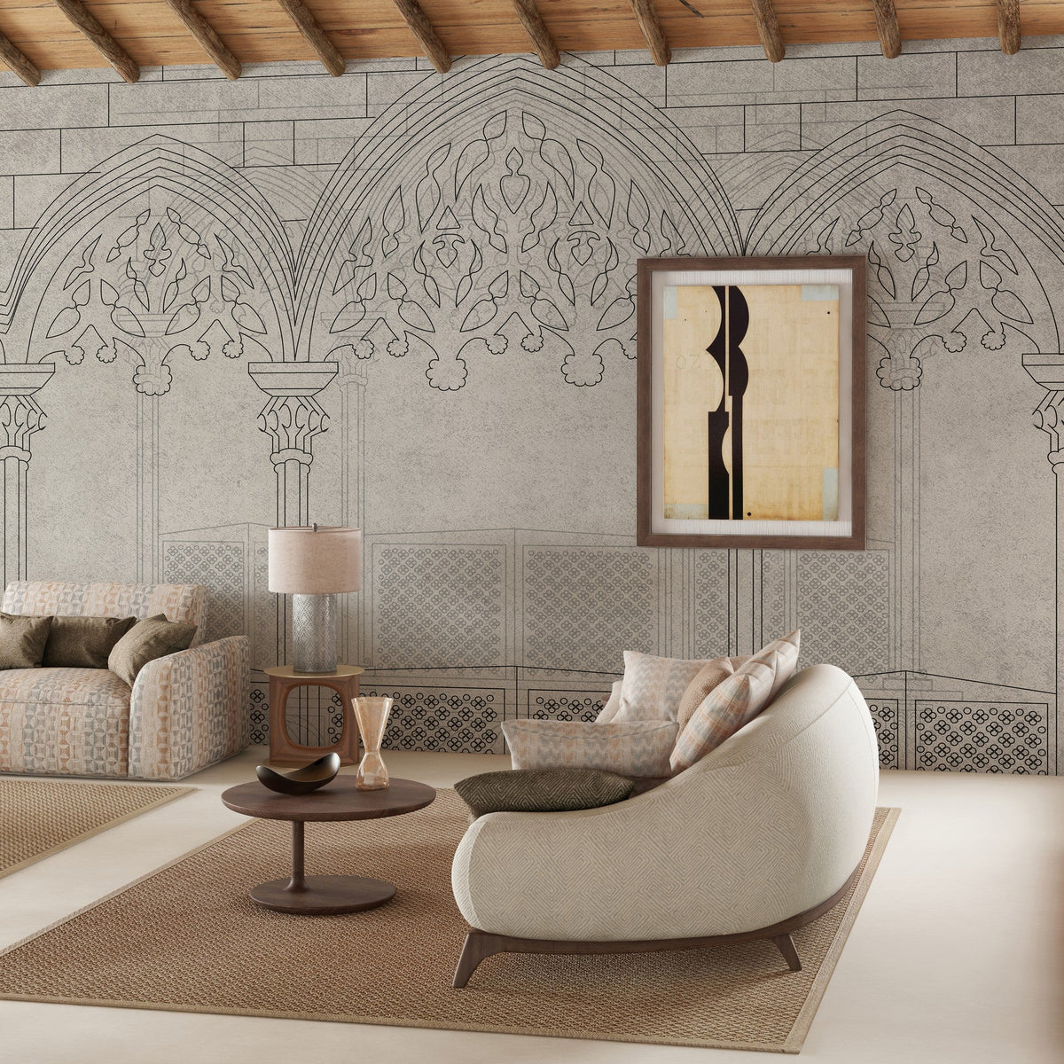 JO2716-1 Barcino Grey/Black Journeys II Mural by Tres Tintas