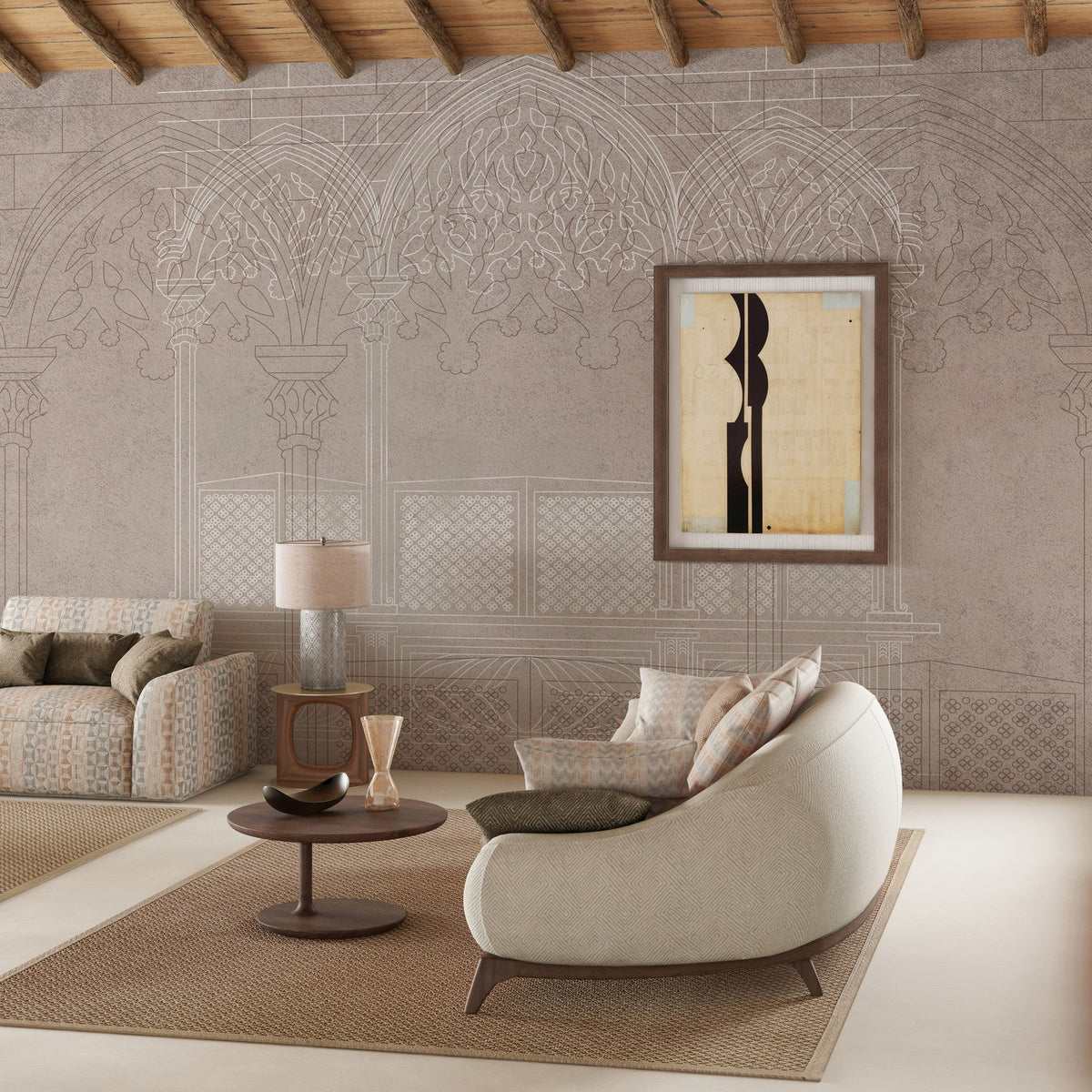 JO2716-2 Barcino Grey/White Journeys II Mural by Tres Tintas