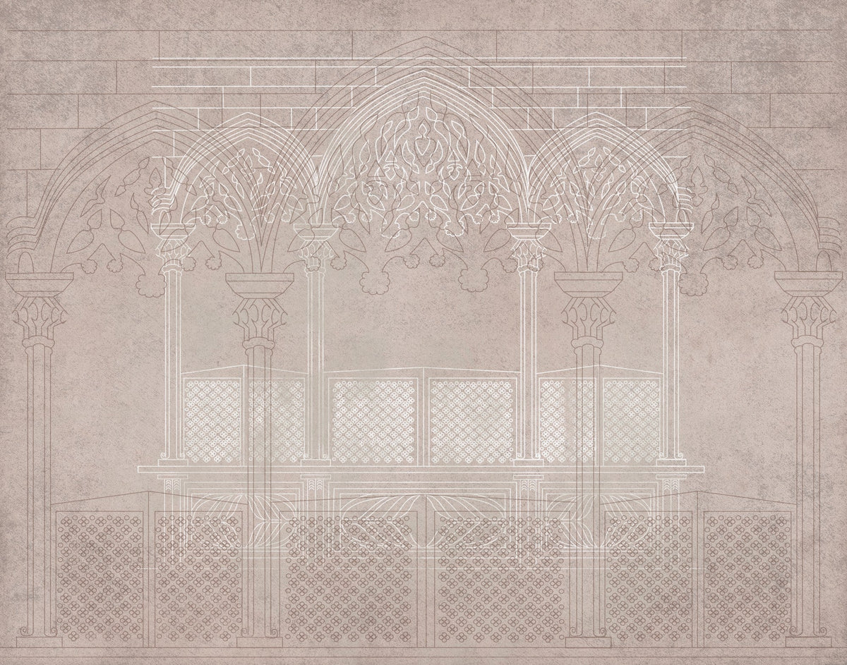 JO2716-2 Barcino Grey/White Journeys II Mural by Tres Tintas