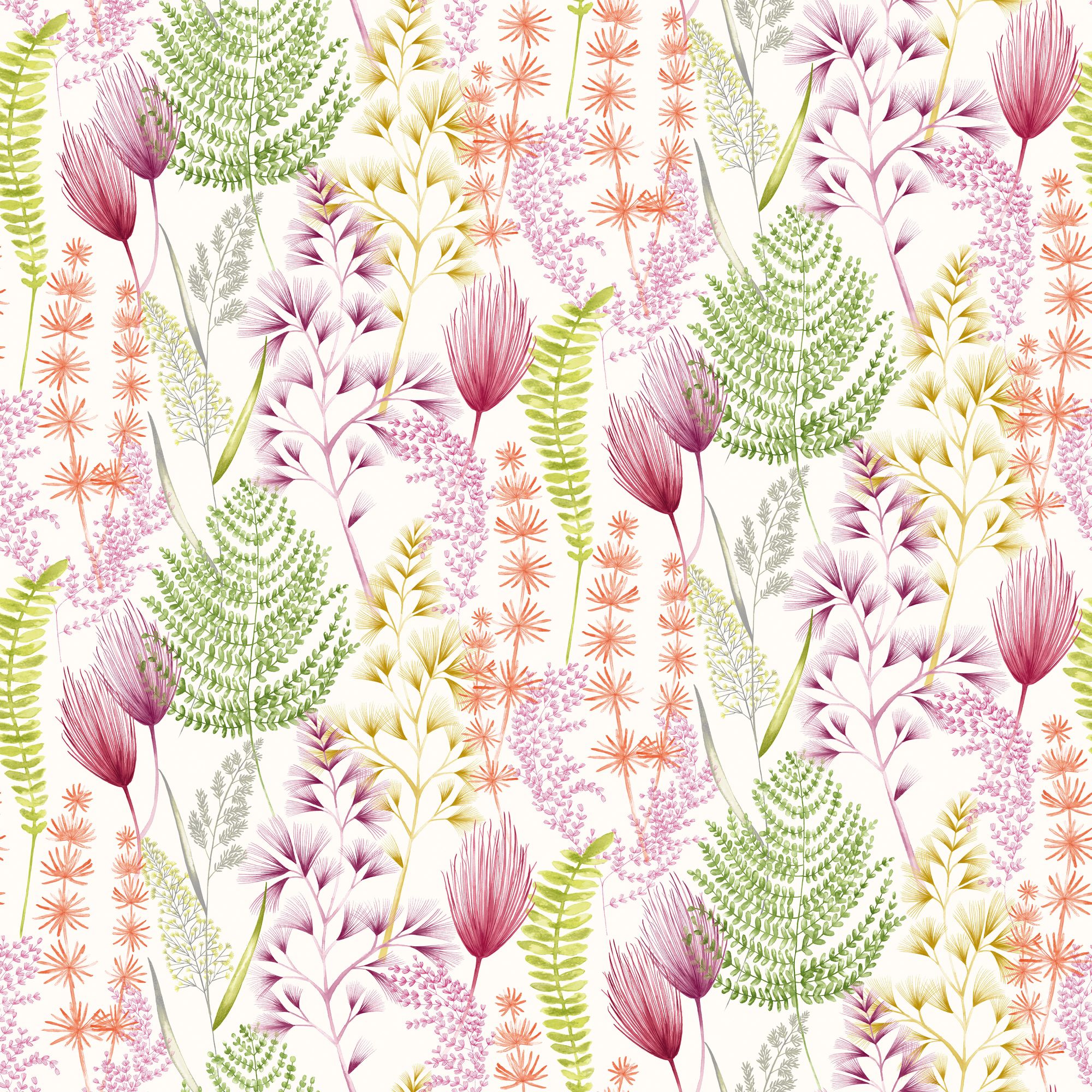 JRD50101W Summer Ferns Coral Pink Wallpaper by Ohpopsi