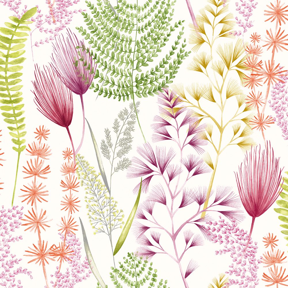 JRD50101W Summer Ferns Coral Pink Wallpaper by Ohpopsi