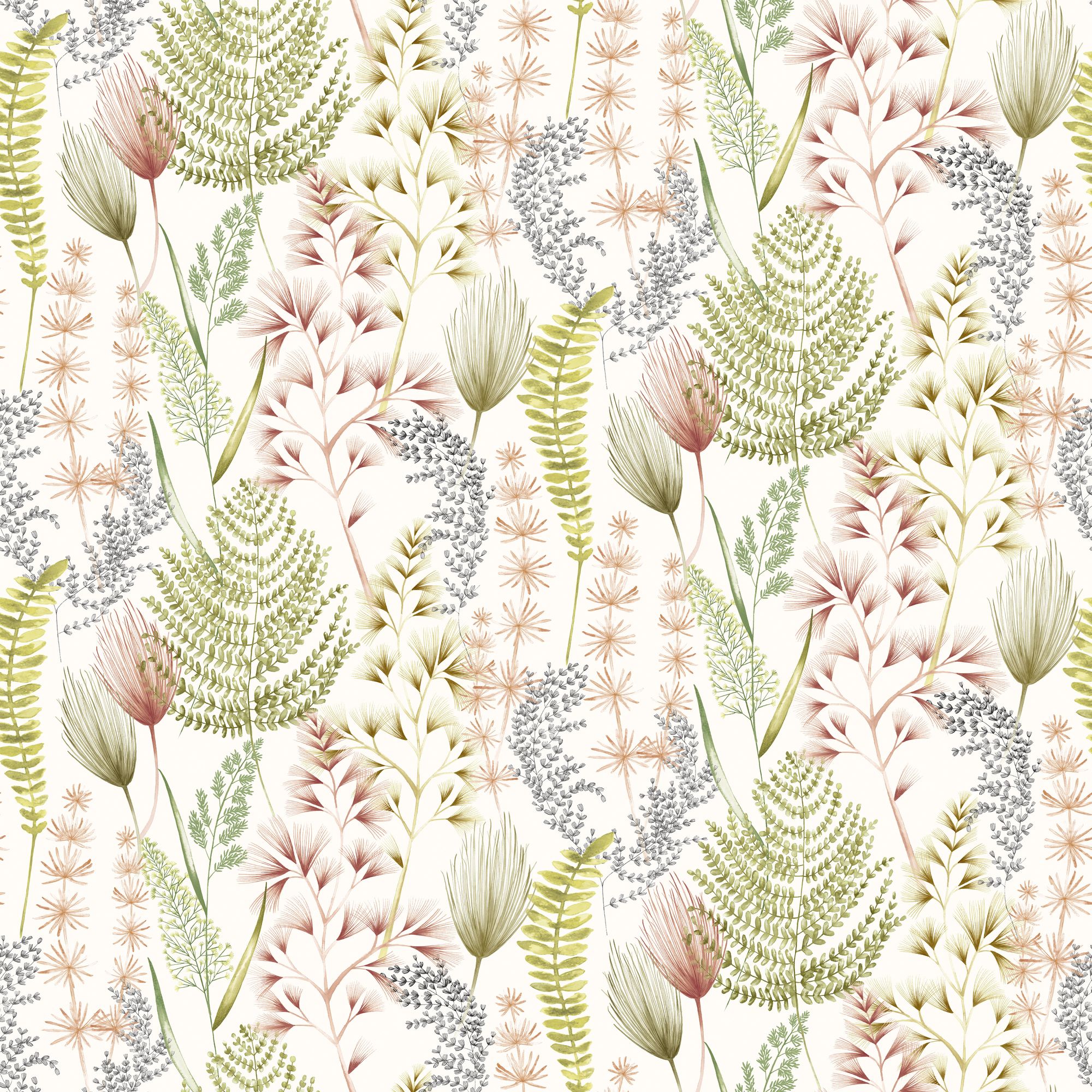JRD50103W Summer Ferns Terracotta Wallpaper by Ohpopsi
