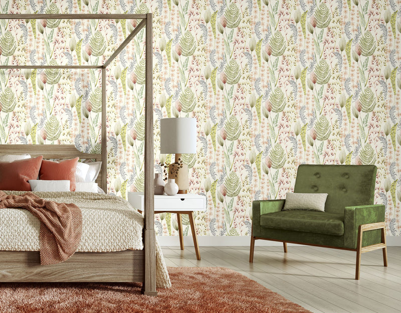 JRD50103W Summer Ferns Terracotta Wallpaper by Ohpopsi