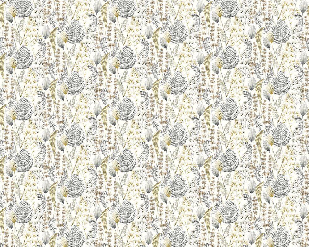 JRD50105W Summer Ferns Grey Mustard Wallpaper by Ohpopsi