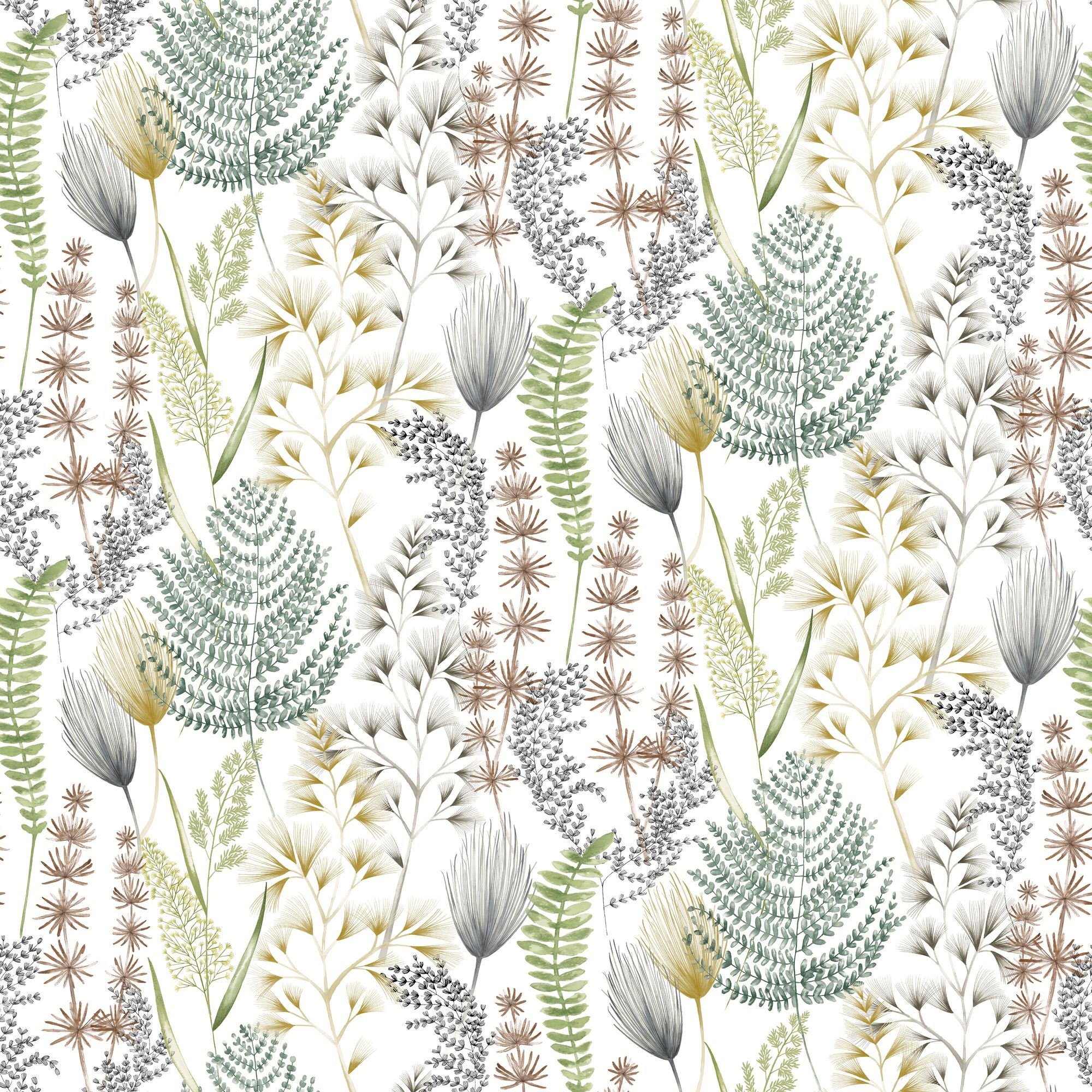 JRD50106W Summer Ferns Earth Organic Wallpaper by Ohpopsi