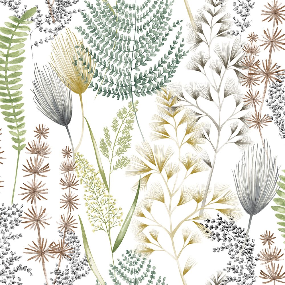 JRD50106W Summer Ferns Earth Organic Wallpaper by Ohpopsi