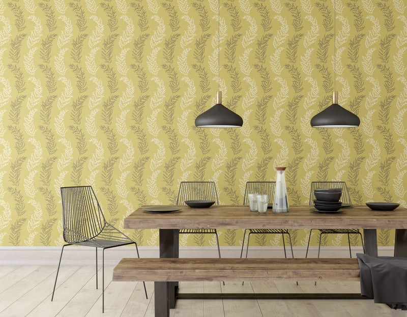 JRD50107W Mimosa Trail Mustard Wallpaper by Ohpopsi
