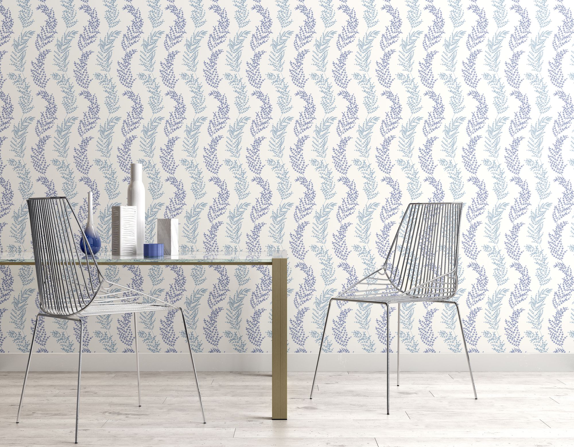 JRD50110W Mimosa Trail Blue Wallpaper by Ohpopsi