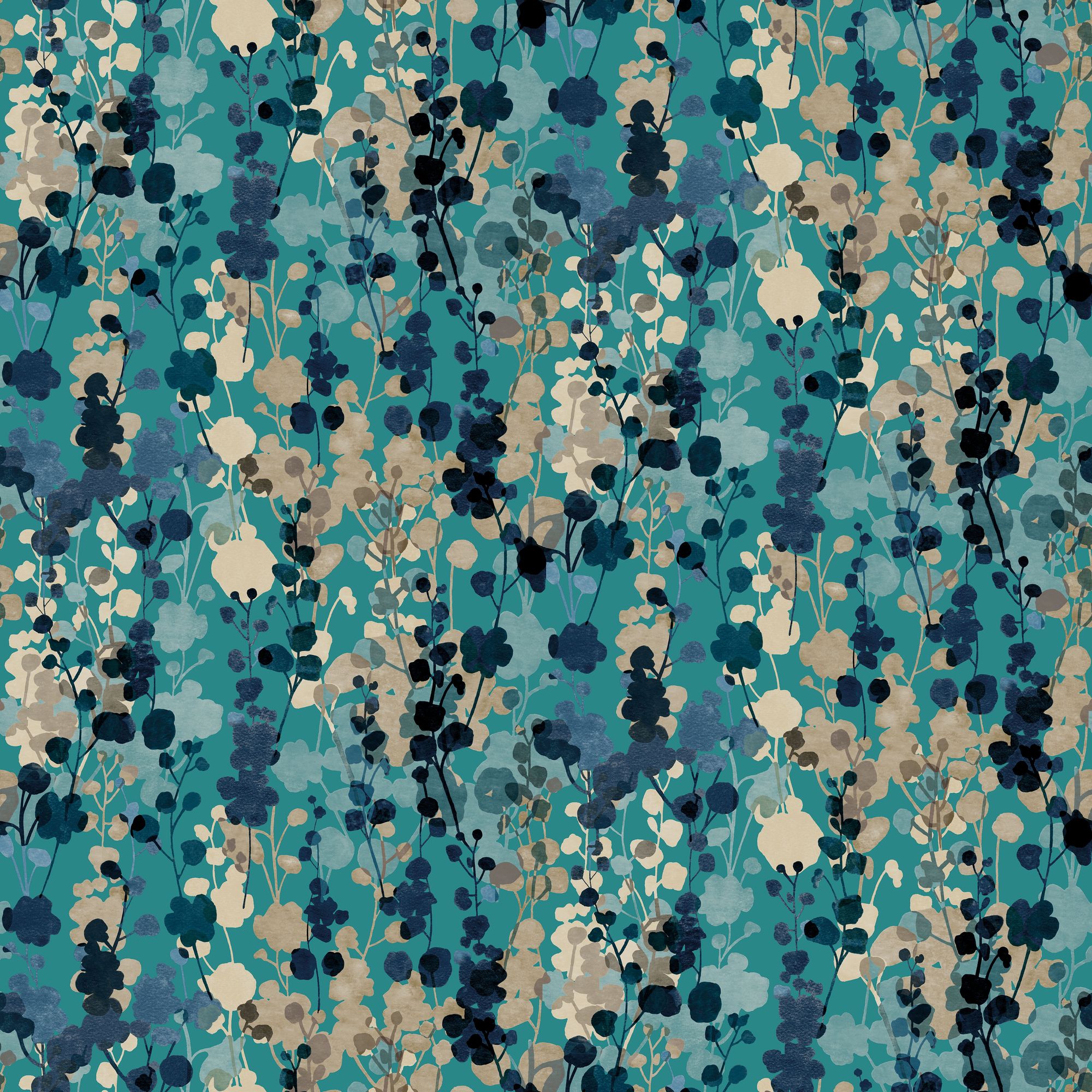 JRD50125W Blossom Teal Natural Wallpaper by Ohpopsi