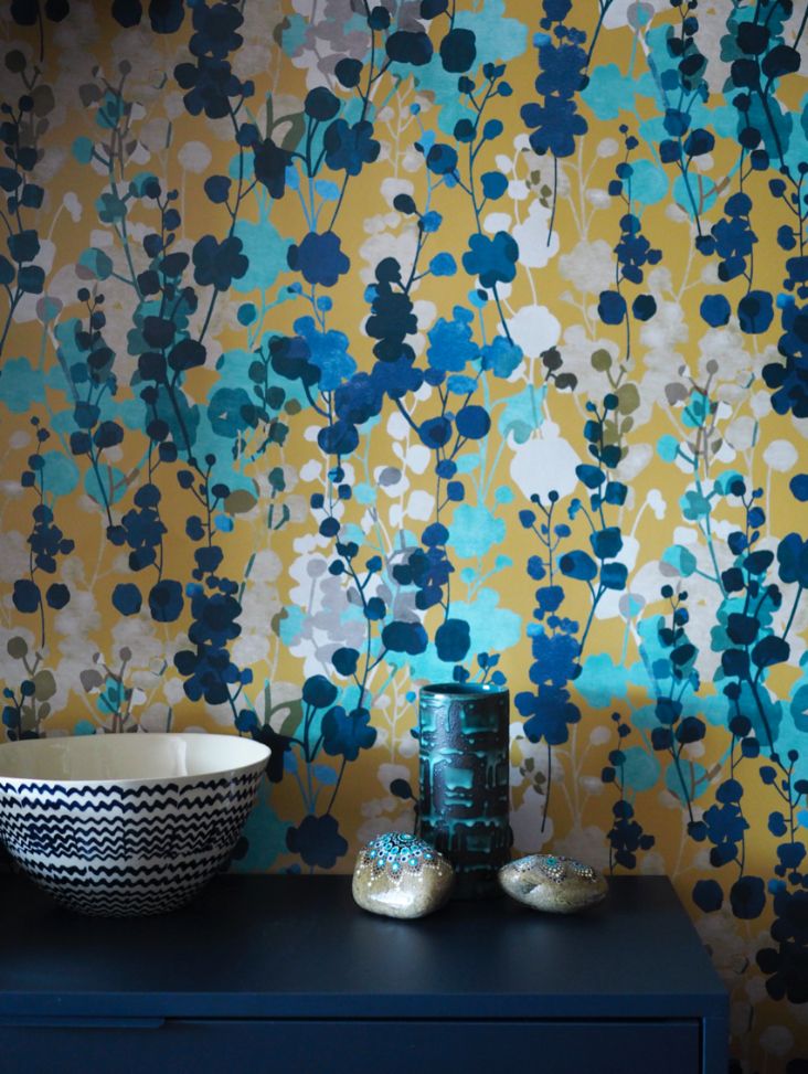 JRD50126W Blossom Royal Mustard Wallpaper by Ohpopsi