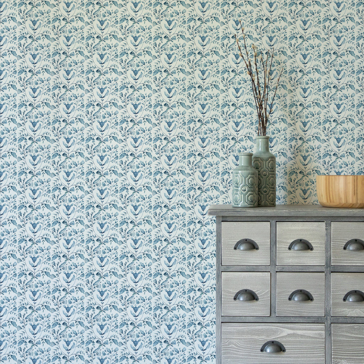 Juna Denim Country Folk Wallpaper by Voyage Maison | JUNA/WPO/DEN