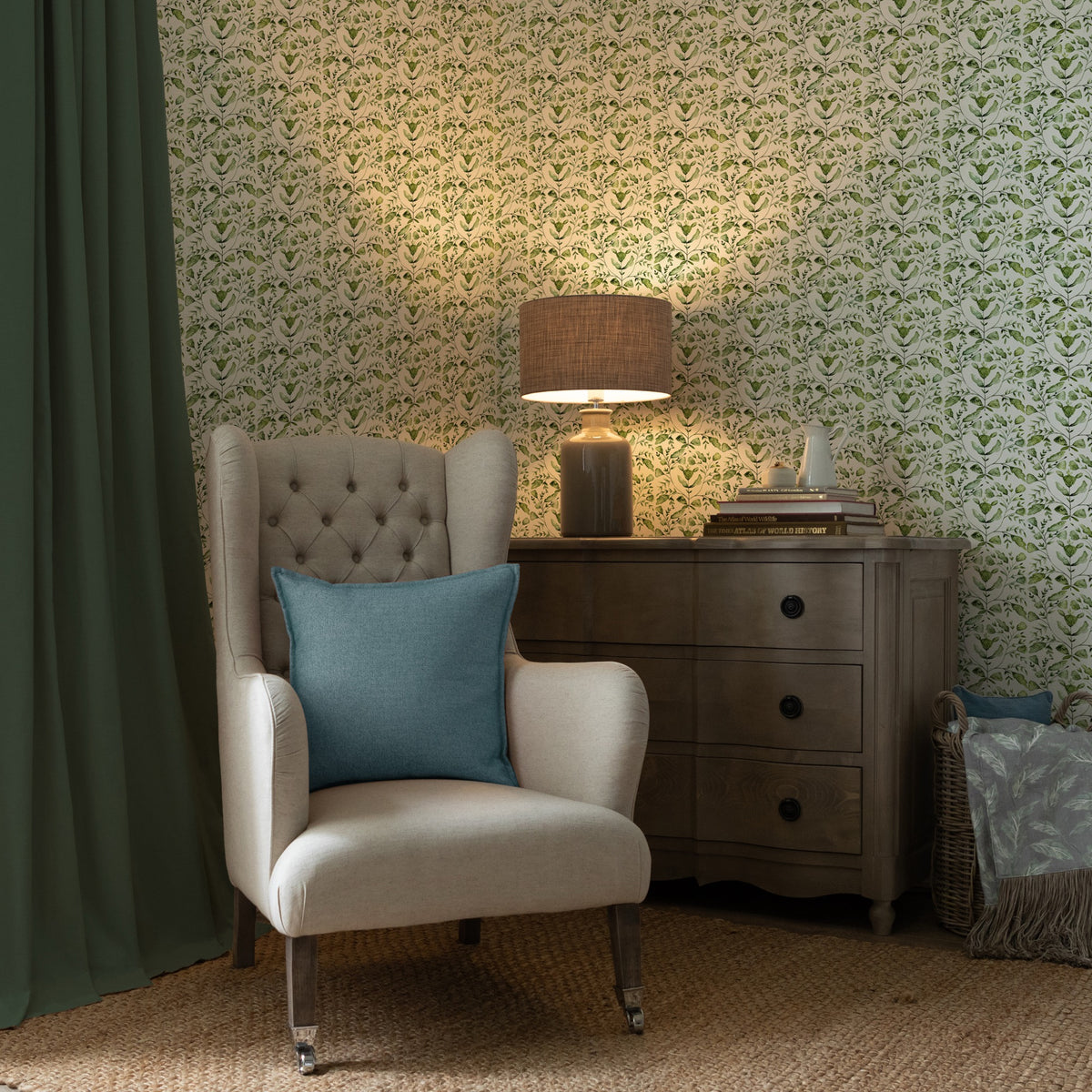 Juna Sage Country Folk Wallpaper by Voyage Maison | JUNA/WPO/SAG