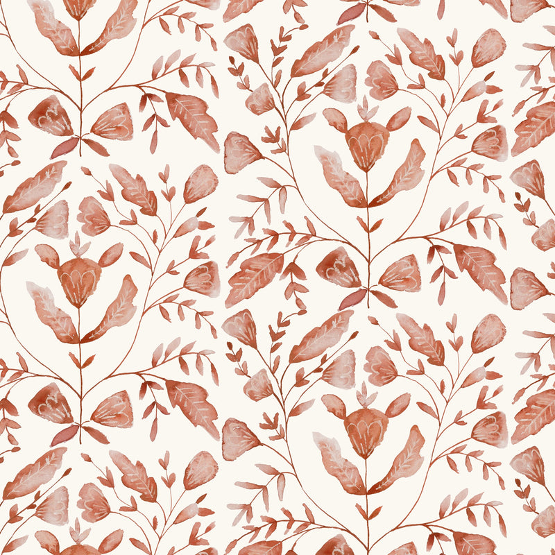 Juna Terracotta Country Folk Wallpaper by Voyage Maison | JUNA/WPO/TER
