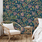 BMHD002/04B Jewel A Flutter Heart Deco Indigo & Red Wallpaper by Brand McKenzie