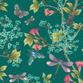 Jewel A Flutter Heart Deco Teal & Coral Wallpaper by Brand McKenzie