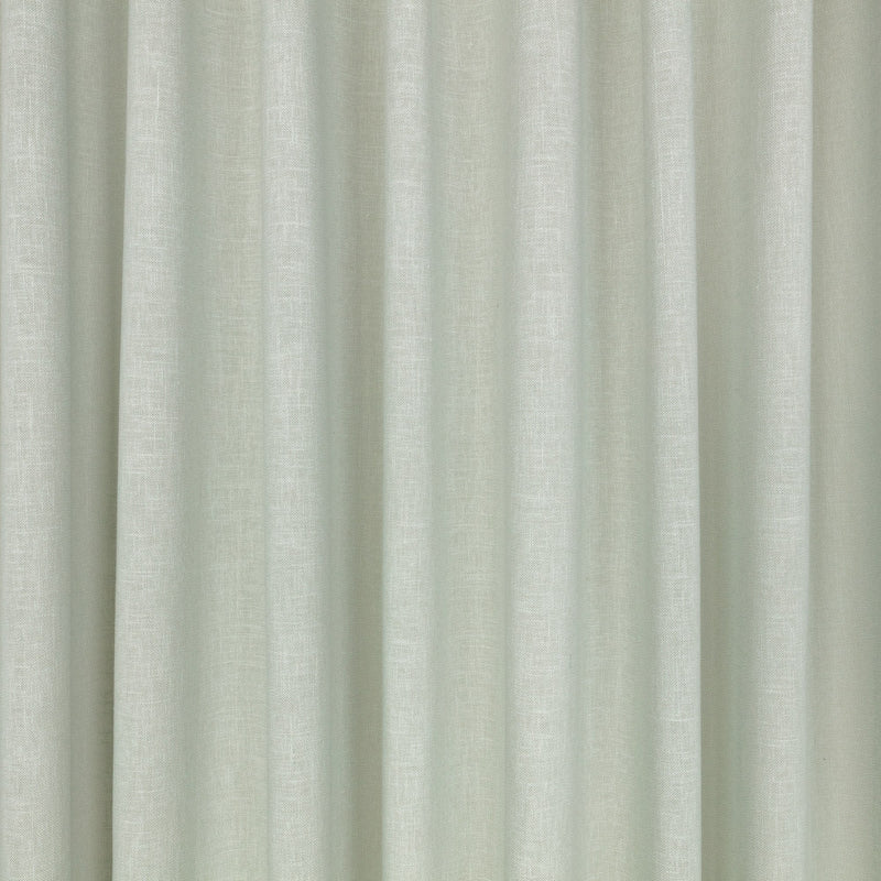 Expo FR Soft Aqua Ornate Drapery Fabric by Kirkby Design — draped