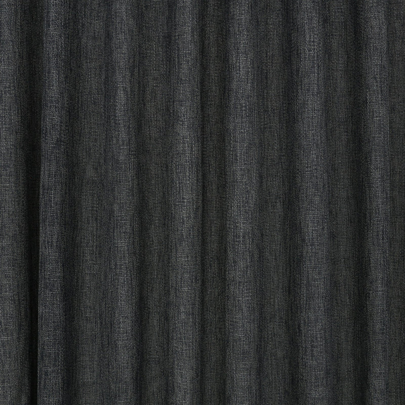 Cosmo FR Denim Ornate Drapery Fabric by Kirkby Design — draped
