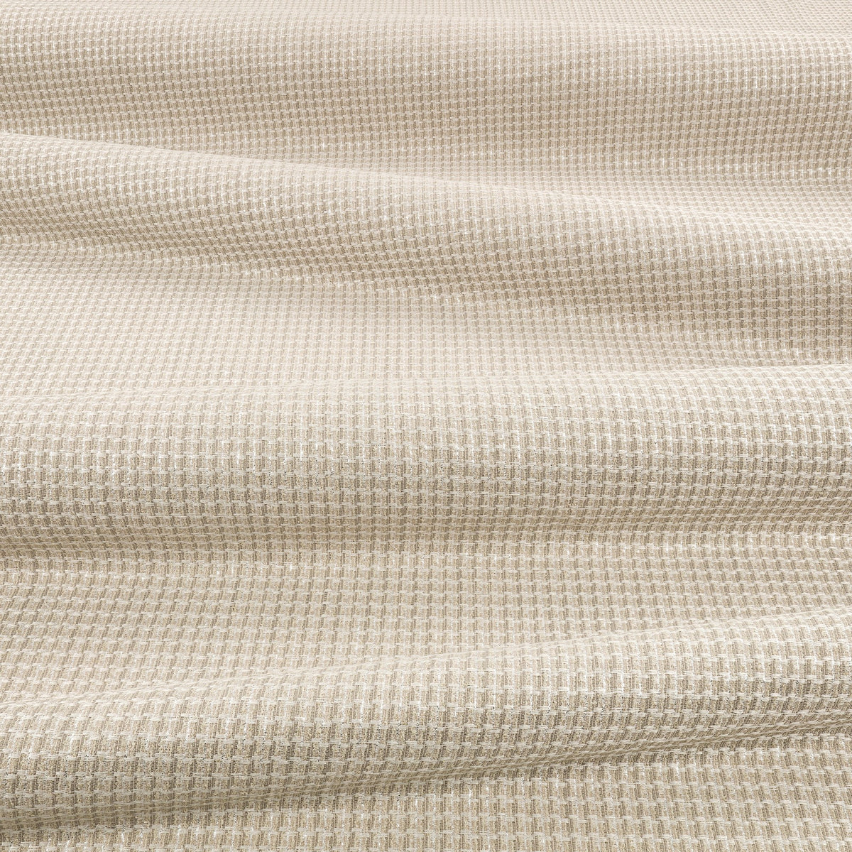 Curio Drape FR Chrome Ornate Drapery Fabric by Kirkby Design — draped