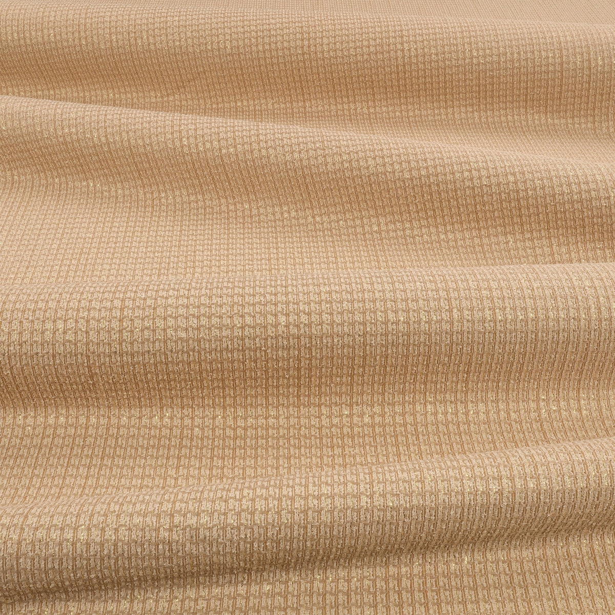 Curio Drape FR Oyster Ornate Drapery Fabric by Kirkby Design — draped