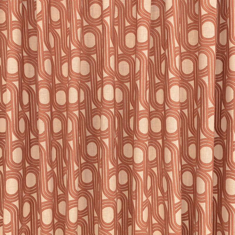 Cornice Drape FR Sweet Potato Ornate Drapery Fabric by Kirkby Design — draped