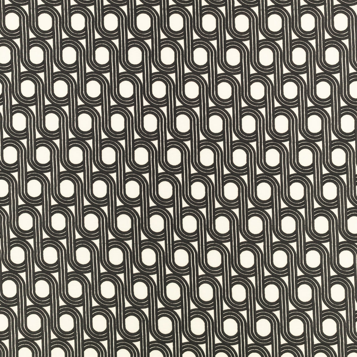 Cornice Drape FR Monochrome Ornate Drapery Fabric by Kirkby Design — flat