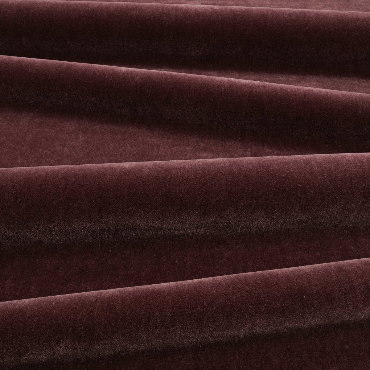 Fuzzy FR Crib 5 Aubergine Fabric by Kirkby Design — draped