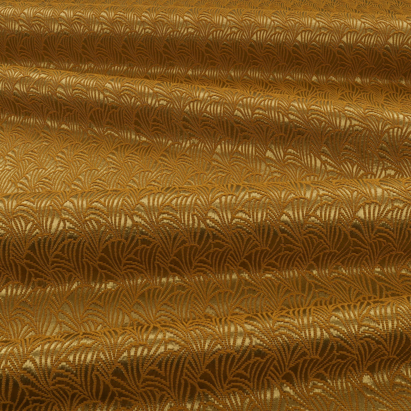 Lunette Antique Gold Ornate Fabric by Kirkby Design — draped