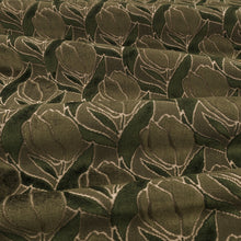 Arabesque FR Crib 5 Pine Green Ornate Fabric by Kirkby Design — draped
