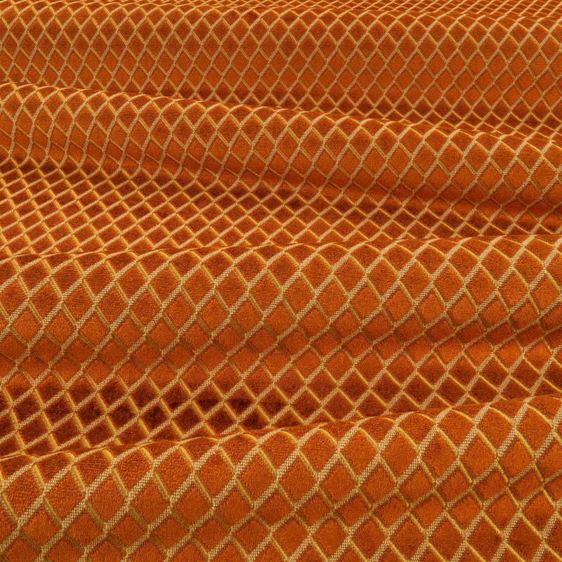 Ornate FR Crib 5 Marmalade Fabric by Kirkby Design — draped