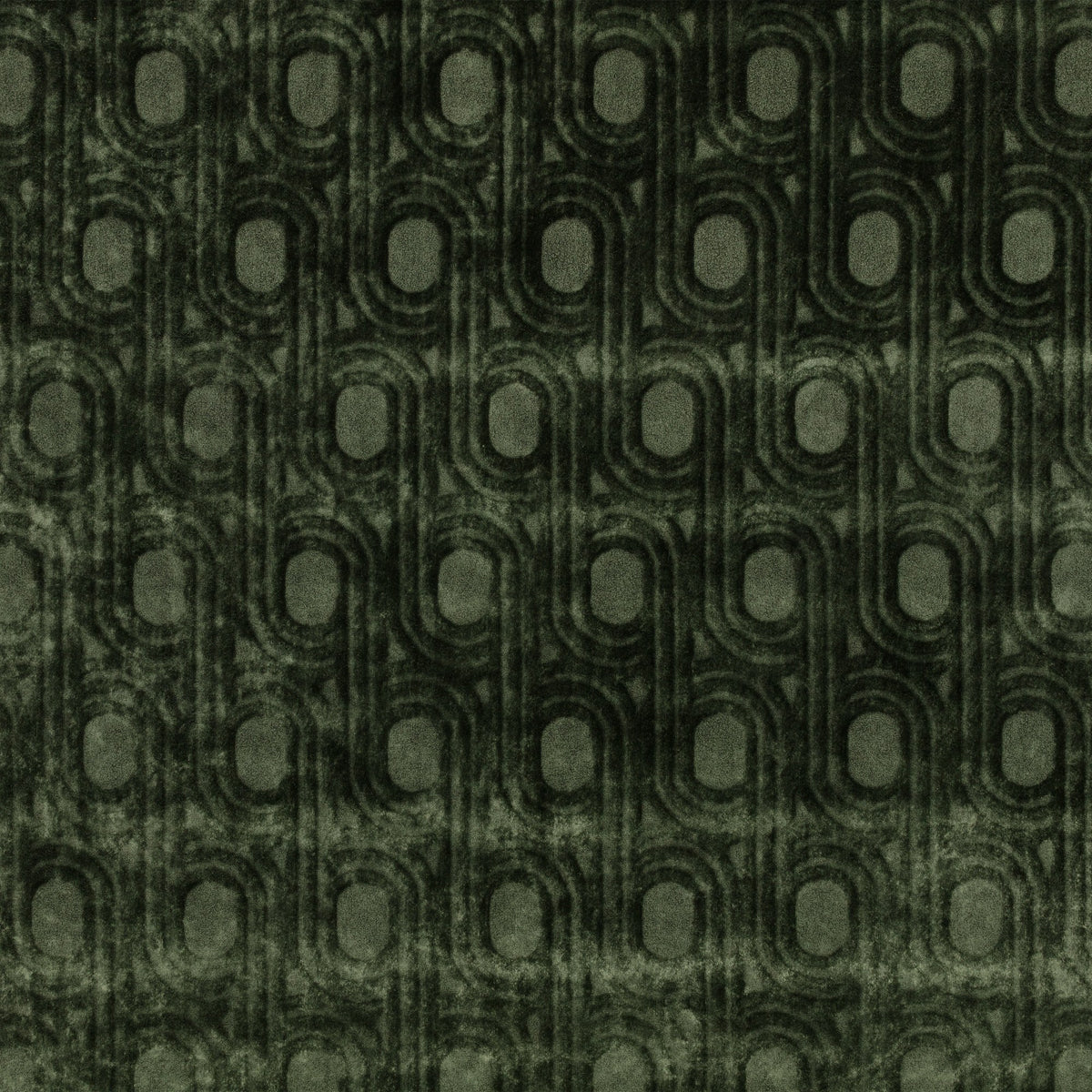 Cornice Pine Green Ornate Fabric by Kirkby Design — flat