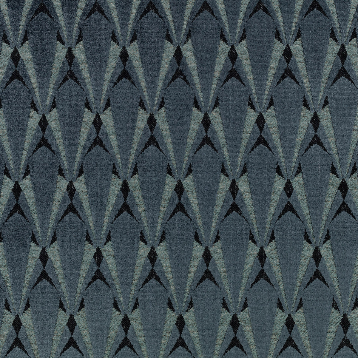 Eventail FR Crib 5 Petrol Ornate Fabric by Kirkby Design — flat
