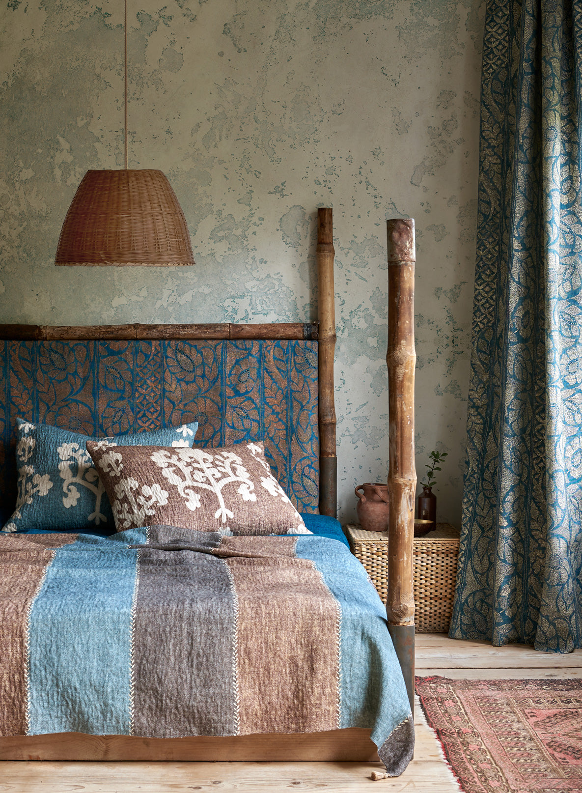 LW 349 646 Kashmiri Copper Blue Fabric by Lewis & Wood