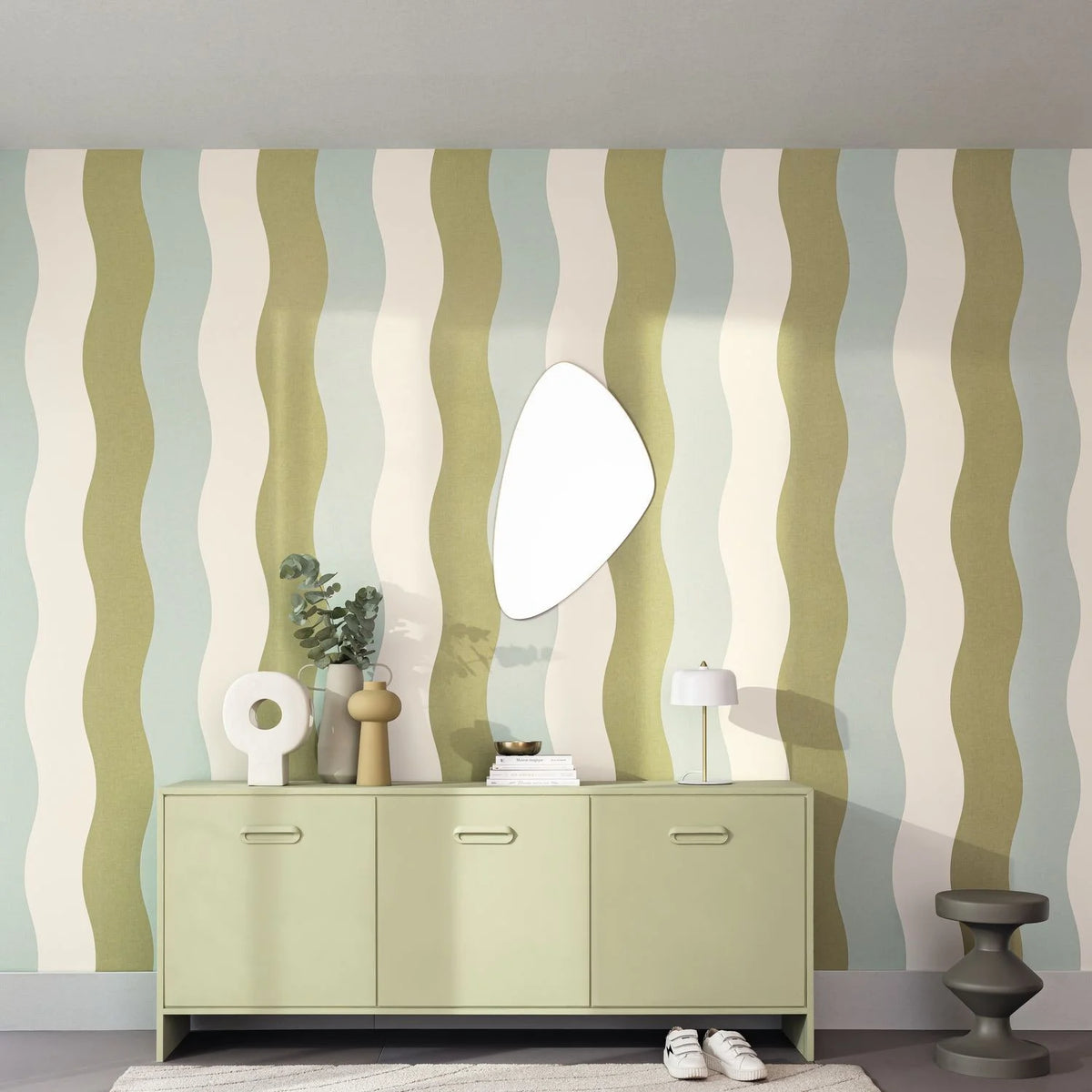 Sandy Bleu Vert Twist Wallpaper by Caselio