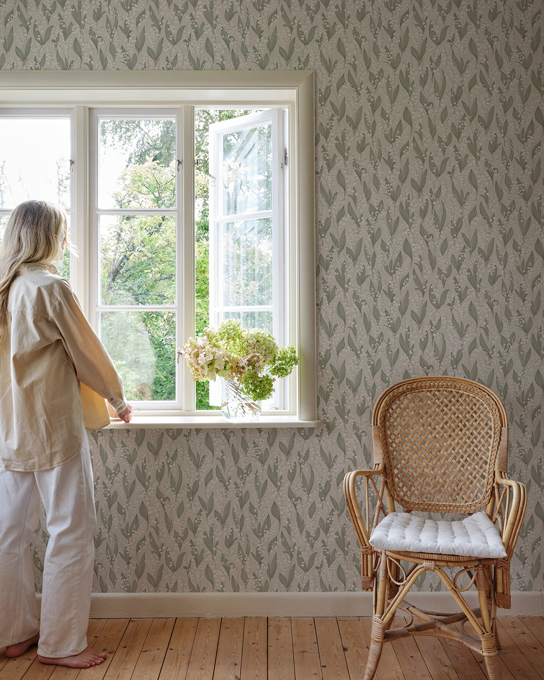 Liljekonvalj Kolonin Spring Green Wallpaper By Sandberg