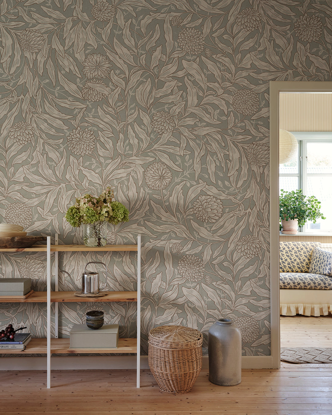 Olof Sage Green Kolonin II Mural by Sandberg