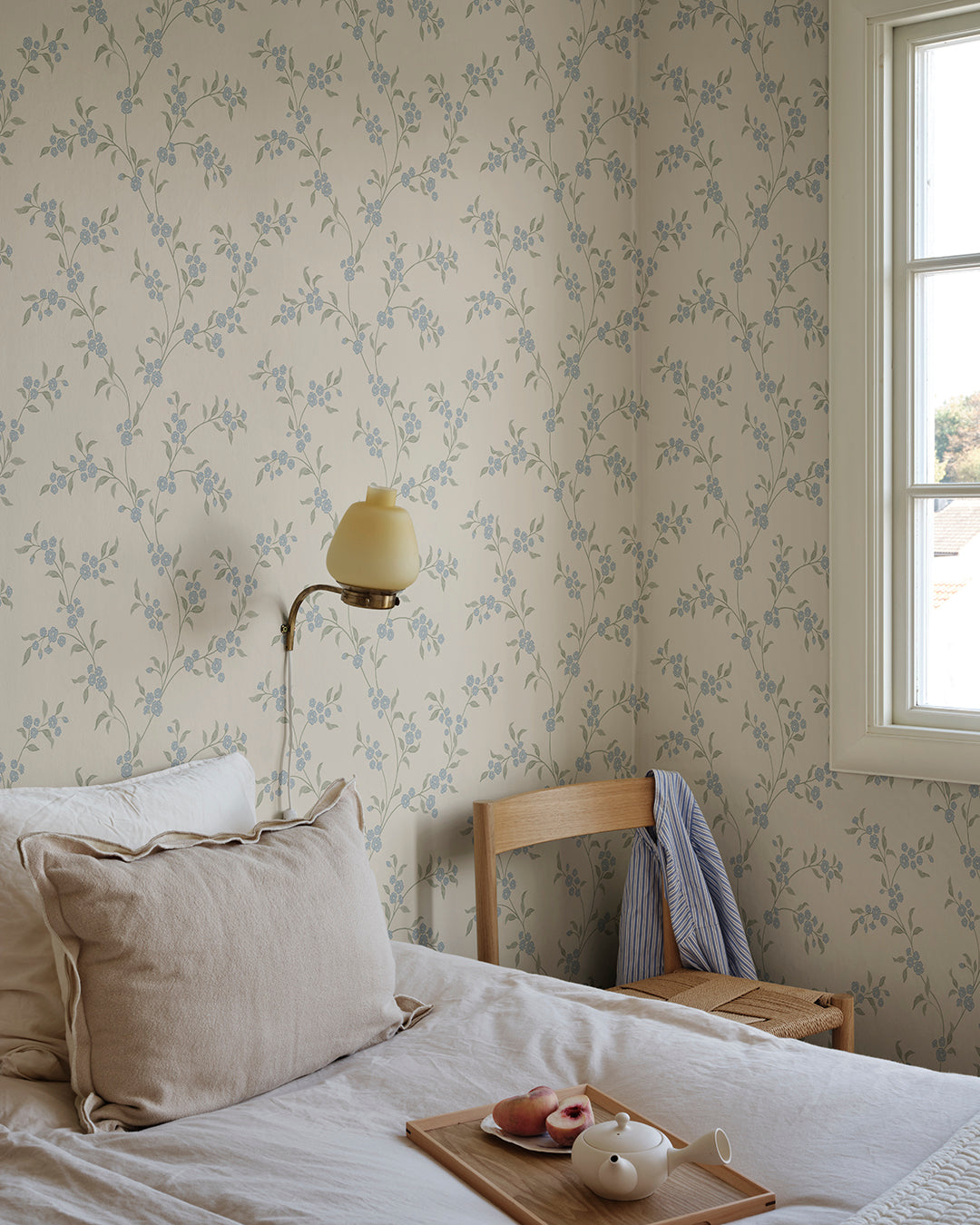 Smilli Misty Blue Kolonin II Wallpaper by Sandberg roomshot