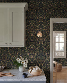Edda Classic Blue Kolonin II Wallpaper by Sandberg roomshot
