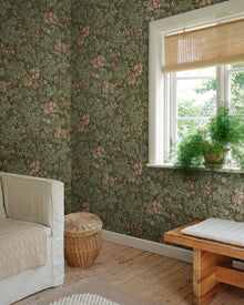Tyra Forest Green Kolonin II Mural by Sandberg roomshot