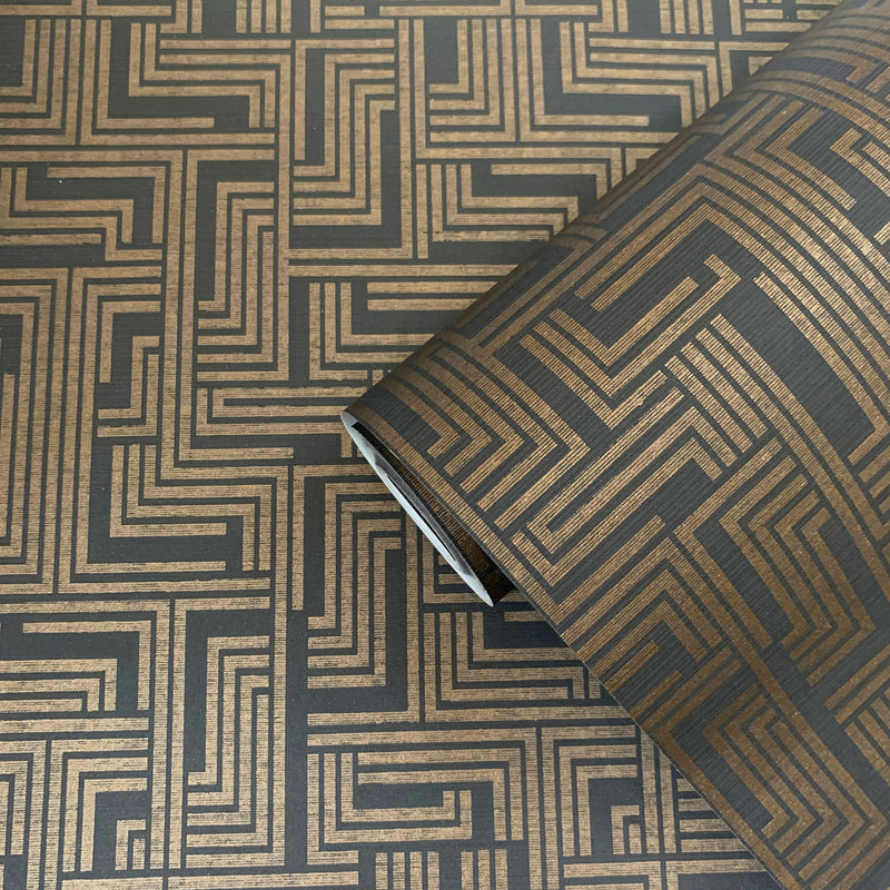 L-BD2007 Geometric Boutique Sheen Bronze Brown Wallpaper by Galerie