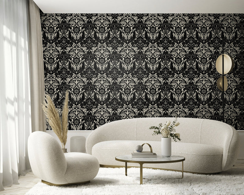LB25166 Damask Sauvage Laurence Llewelyn Bowen Off The Wall Wallpaper by Galerie